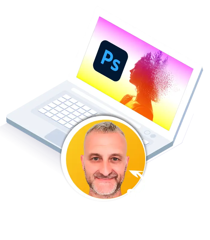 Ordinateur avec Photoshop, et le formateur, David HACOT